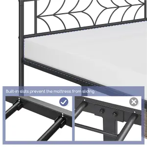 Yaheetech Black 4ft6 Double Metal Bed Frame with Sparkling Star Design Headboard and Footboard