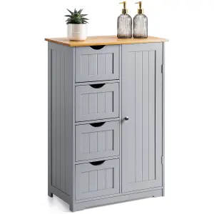 Bathroom Drawer Cabinet Grey Bamboo Freestanding Storage Unit 4 Drawers Christow