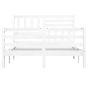 Berkfield Bed Frame White Solid Wood 120x190 cm 4FT Small Double