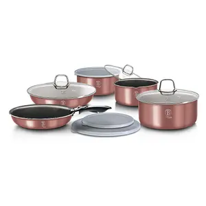 URBNLIVING Height 8.4cm Berlinger Haus 12Pc Rose Space Saving Cookware Set Pots Pans Induction Lids Handle