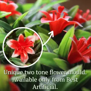 Best Artificial 28cm Red Lily Hanging Basket Flower Topiary Ball - Suitable for Outdoor Use - Weather & Fade Resistant