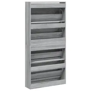 Berkfield Shoe Cabinet with 4 Flip-Drawers Grey Sonoma 80x21x163.5 cm