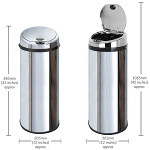 Ladson Steel Motion Sensor Rubbish Bin Chrome / 50L