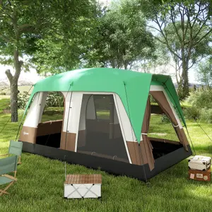 Outsunny Camping Tent with 3000mm Waterproof Rainfly & Screen Panels, Green