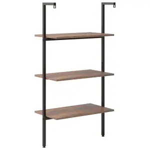 Berkfield 3-Tier Leaning Shelf Dark Brown and Black 64x35x120.5 cm