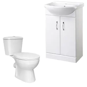 Bubly Bathrooms™ 550mm Vanity Unit and Close Coupled WC Dual Flush Toilet Set