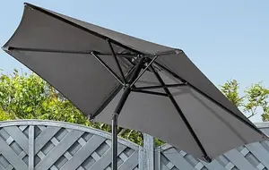 Wind Up Parasol with Steel Shaft Outdoor Garden Patio Easy Assembly Easy Crank