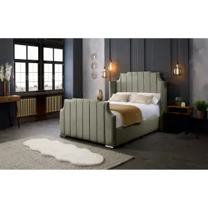 Nelly Plush Velvet Grey Bed Frame