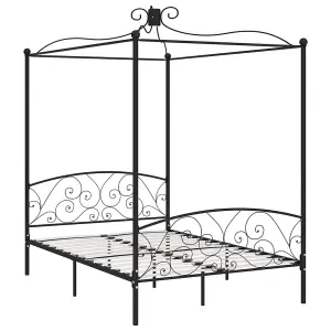 Berkfield Canopy Bed Frame Black Metal 140x200 cm