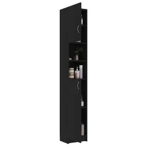 Berkfield Bathroom Cabinet Black 32x25.5x190 cm Engineered Wood