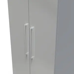 Chester 2 Door Wardrobe in Uniform Grey Gloss & Dusk Grey (Ready Assembled)