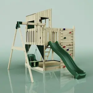 Rebo PolarPlay Kids Climbing Tower & Playhouse - Swing Helka Green