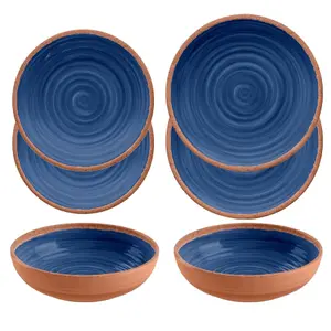 Purely Home Rustic Swirl Indigo Melamine 6 Piece Outdoor Dinnerware Set for 2