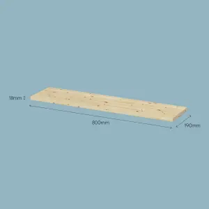 GoodHome Modular Rectangular Floating shelf (L)80cm x (D)19cm