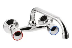 Invena 20cm Spout Washbasin Sink Mixer Tap Round Headed Wall Mounted Chrome