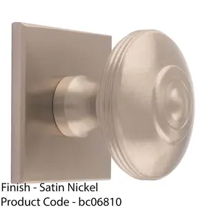 38mm Round Cabinet Door Knob & 40x40mm Matching Backplate - Satin Nickel Handle