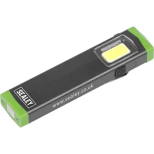 Mini Aluminium Hand Torch - 3W COB LED - Rechargeable - 2 Brightness Settings