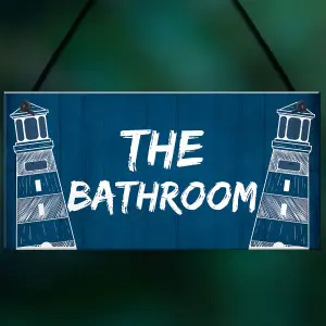 THE BATHROOM Sign Nautical Theme Toilet Loo Bathroom Sign Beach Theme