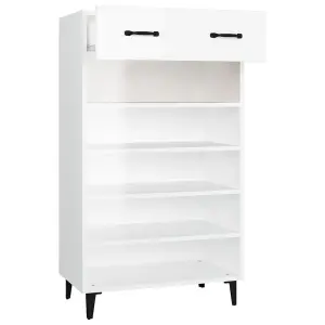 Berkfield Shoe Cabinet High Gloss White 60x35x105 cm Engineered Wood