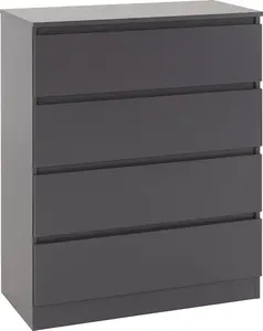 Malvern 4 Drawer Chest Grey Recessed Handles Metal Runners