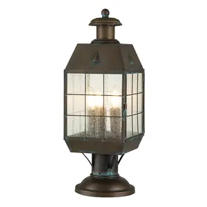 Luminosa Hinkley Nantucket Outdoor Pedestal Light Aged Brass, IP44