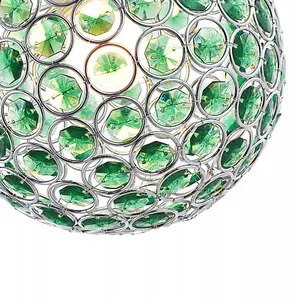 Modern Round Globe Easy Fit Pendant Shade with Small Green Acrylic Bead Jewels