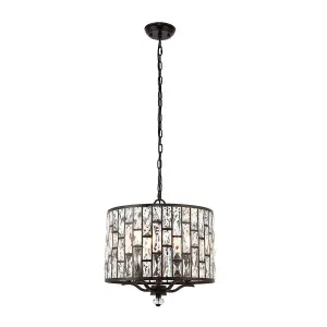 Luminosa Belle 5 Light Ceiling Pendant Dark Bronze, Clear Crystal, E14