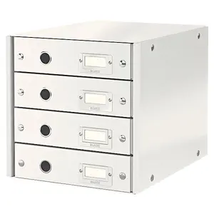 Leitz Wow Click & Store White 4 Drawer Cabinet with Thumbholes and Label Holders A4