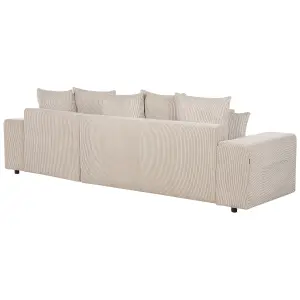 Corner Sofa LUSPA Taupe Corduroy Left Hand