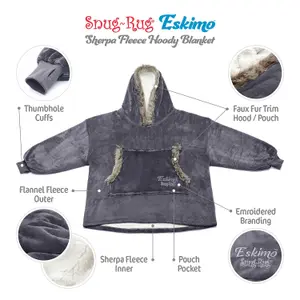 Snug Rug Eskimo - Lilac Grey Wearable Blanket Oversized Hoodie Blankets for Adults Hooded