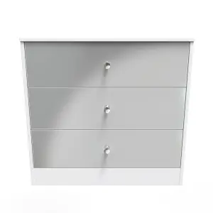 Taunton 3 Drawer Chest in Uniform Grey Gloss & White (Ready Assembled)