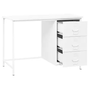 Berkfield Industrial Desk with Drawers White 105x52x75 cm Steel