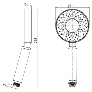 Hommix Rubineta Luna-BK Bathroom Shower Head Replacement