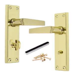 Door Handles Straight Bath Lock Handle - Brass 150 x 40mm