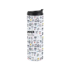 Programmer Travel Mug - Novelty Computing & Technology Gift - Stainless Steel Double-Walled Hot/Cold Drinks Travel Flask