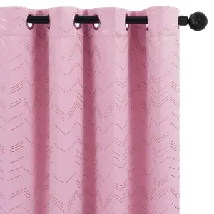 Deconovo Foil Printed Thermal Curtains Super Soft Ring Top Blackout Curtains for Bedroom 46 x 90 Inch Pink 2 Panels