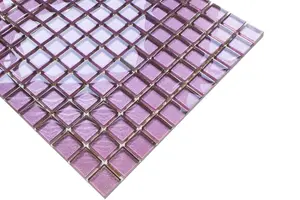 Glass mosaic on mesh for bathroom or kitchen 300mm x 300mm - Pink Agata