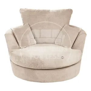 Casper Soft Chenille Fabric Fabric Swivel Chair 360 Rotation Beige