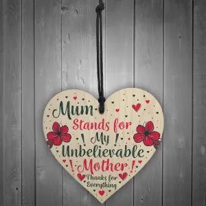 Red Ocean Mum Mother Gifts From A Daughter Or A Son Wooden Heart Sign Gift For Mothers Day Mum Birthday Gifts