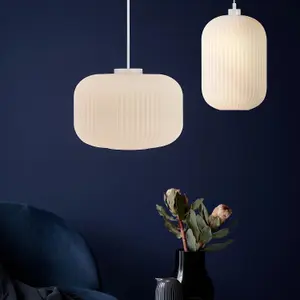 Nordlux Milford 30 Indoor Living Dining Glass Pendant Ceiling Light in Opal White (Diam) 30cm