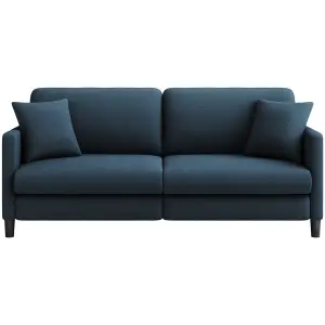 Neche 3 Seater 193cm Couch, Teddy Velvet Sleeper Sofa with Extra Deep Seats - Blue Grey