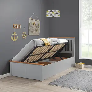 Rest Relax Francesca Grey Shaker Style Wooden Ottoman Bed - Single (3ft)