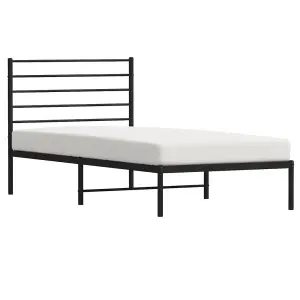 Berkfield Metal Bed Frame with Headboard Black 90x190 cm 3FT Single