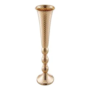 Gold Metal Wedding Ornaments Flower Device Decoration Elegant Trumpet Shaped Vase