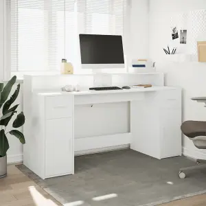 Berkfield Desk with LED Lights White 160x55x91 cm Engineered Wood