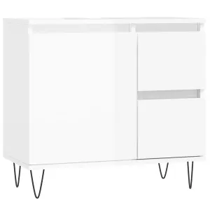 Berkfield Bathroom Cabinet High Gloss White 65x33x60 cm Engineered Wood