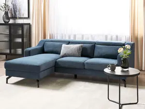 Corner Sofa GLOSLI Blue Chenille Right Hand