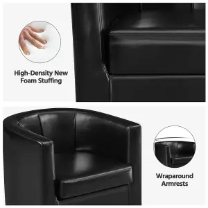 Yaheetech Faux Leather Barrel Shaped Accent Chair - Black