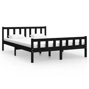 Berkfield Bed Frame Black Solid Wood 150x200 cm King Size