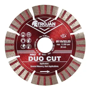 Trojan Pro Duo Cut Diamond Blade 115mm/4.5" x 22.23